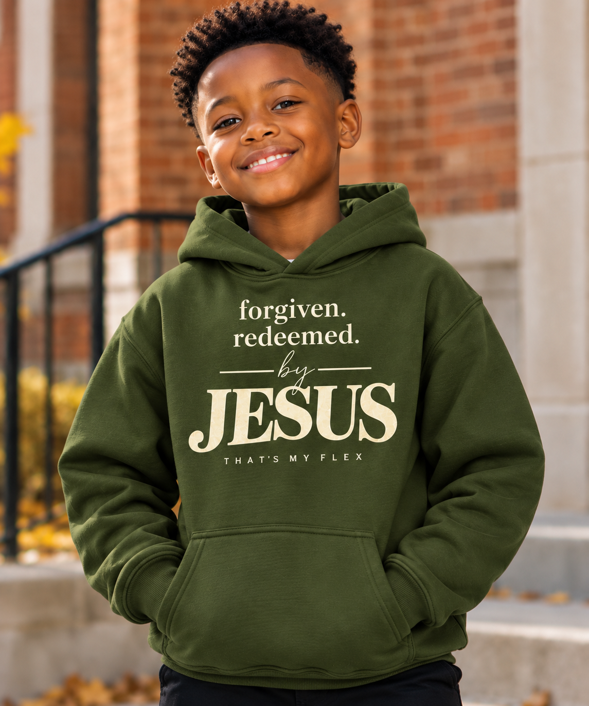 Kids & Youth Fall Favorites β Forgiven. Redeemed. By Jesus. Hoodie