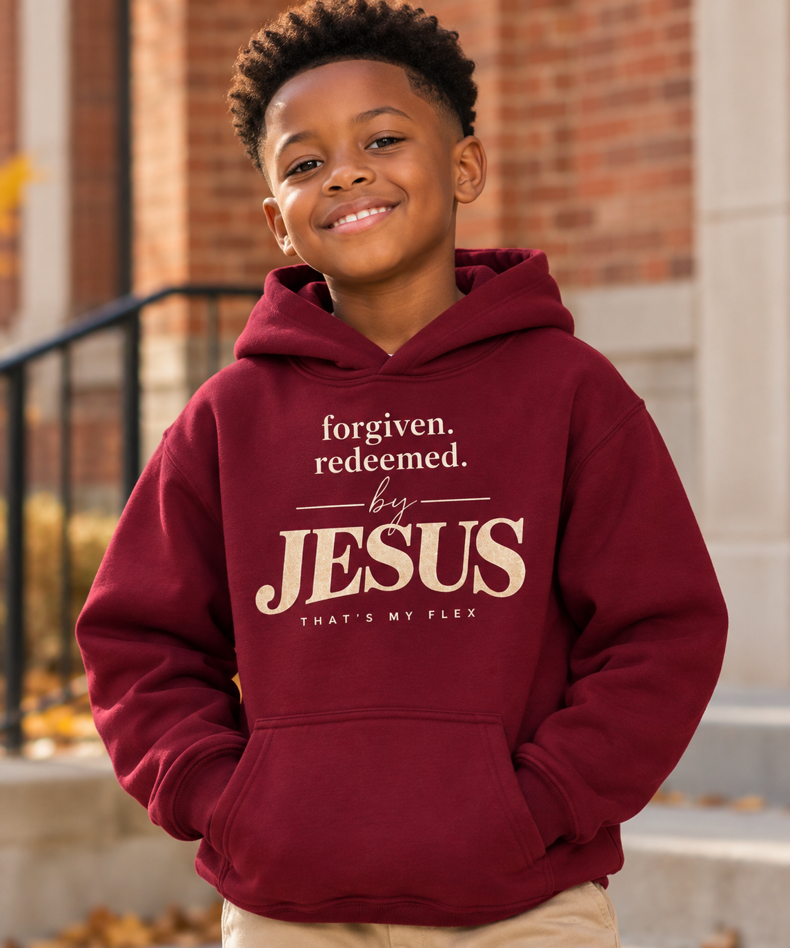 Kids & Youth Fall Favorites — Forgiven. Redeemed. By Jesus. Hoodie